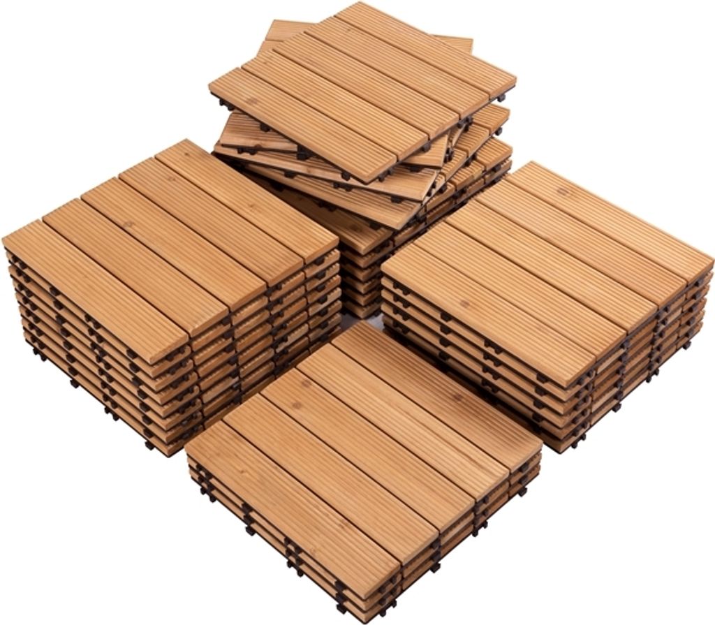 Yaheetech 27 x Holzfliesen Bodenbelag aus Tannenholz für Produktbild 