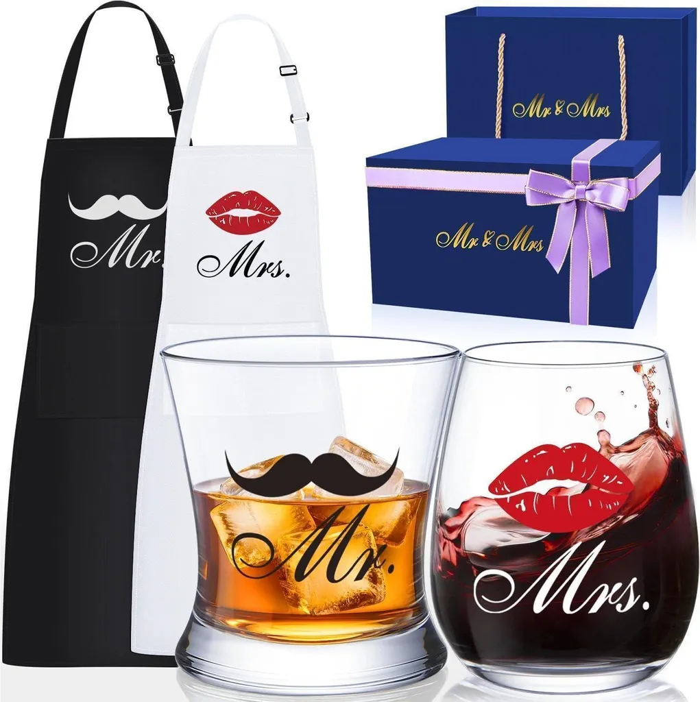 Cadeau pour anniversaire de mariage : kit de verres pour couple marié