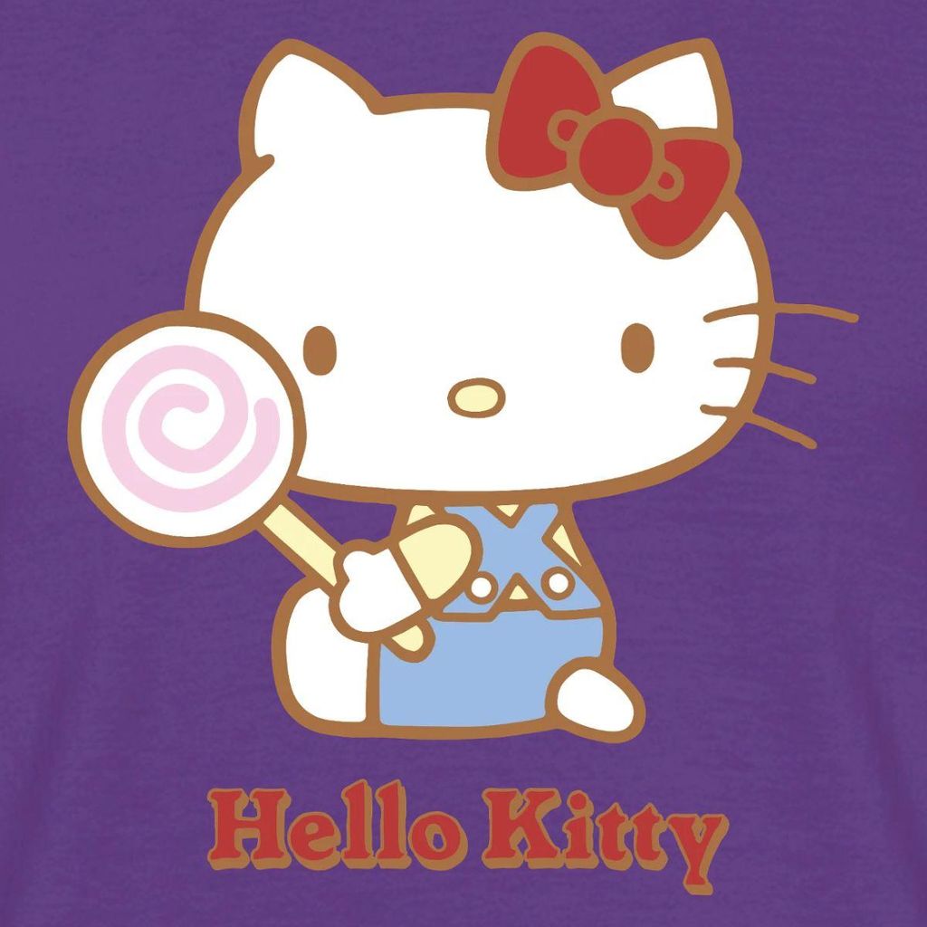 Spreadshirt Hello Kitty Mit Lollipop Männer T-Shirt, XL, Lila