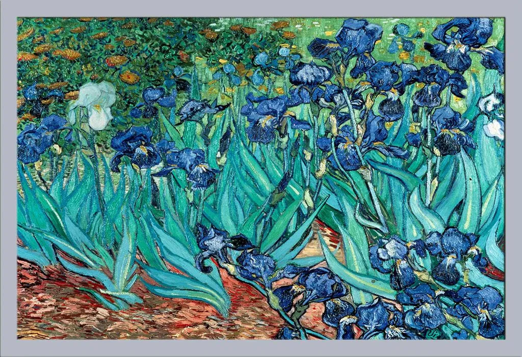 Poster Van Gogh Les Iris con Cornice Shinsuke Maxi MDF Argento 61x91,5