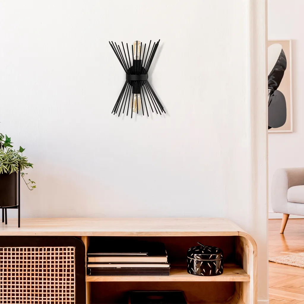 Applique Murale Design en Métal Noir Kirpi 3091 pour Éclairage Salon