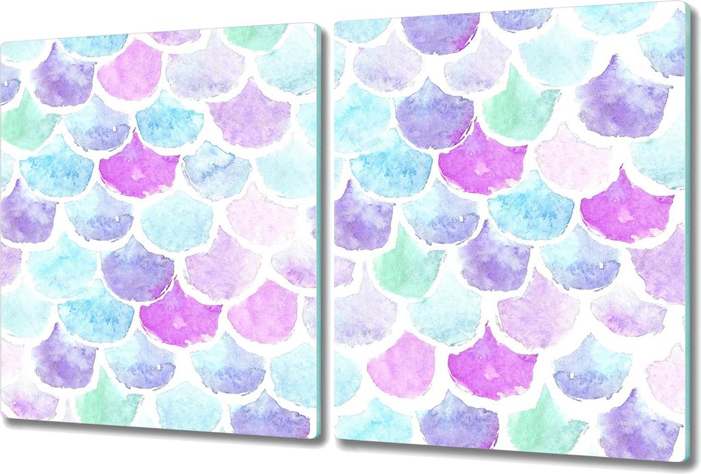 Glas Schneidebrett Herdabdeckplatten Schneideplatten - 2x 40x52 cm - Jakobsmuschel