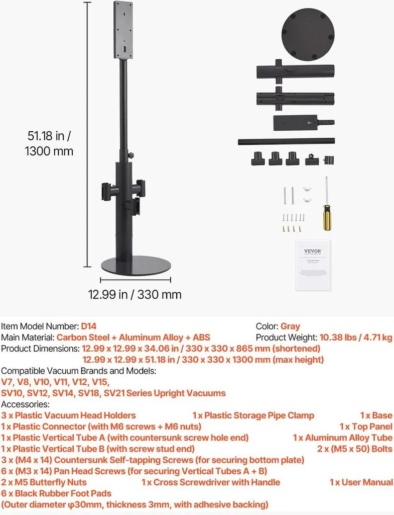 Support à vide pour Dyson avec 3 clips de rangement pour accessoires - 7