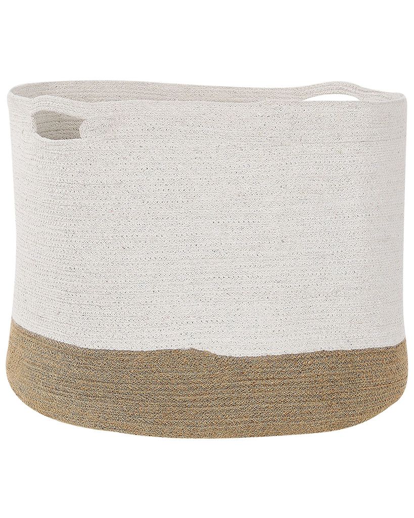 BELIANI Textilkorb 2er Set Weiß u. Beige aus Baumwolle Jute Produktbild 5