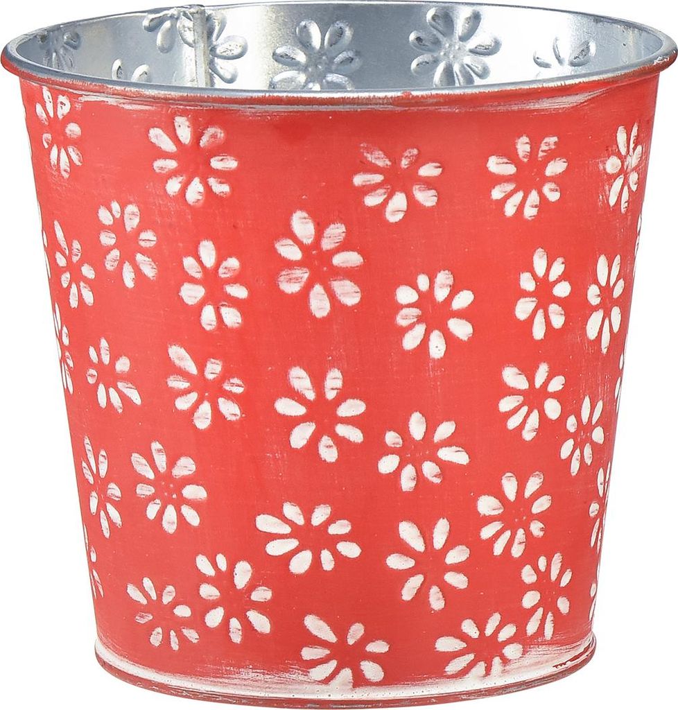 Blumendeko Metalltopf Prägung Vintage Blütenmuster Dekoration