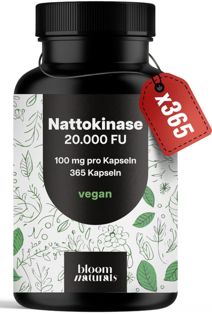 Bloom Naturals Nattokinase 365 Kapseln 20.000 FU vegan Produktbild 