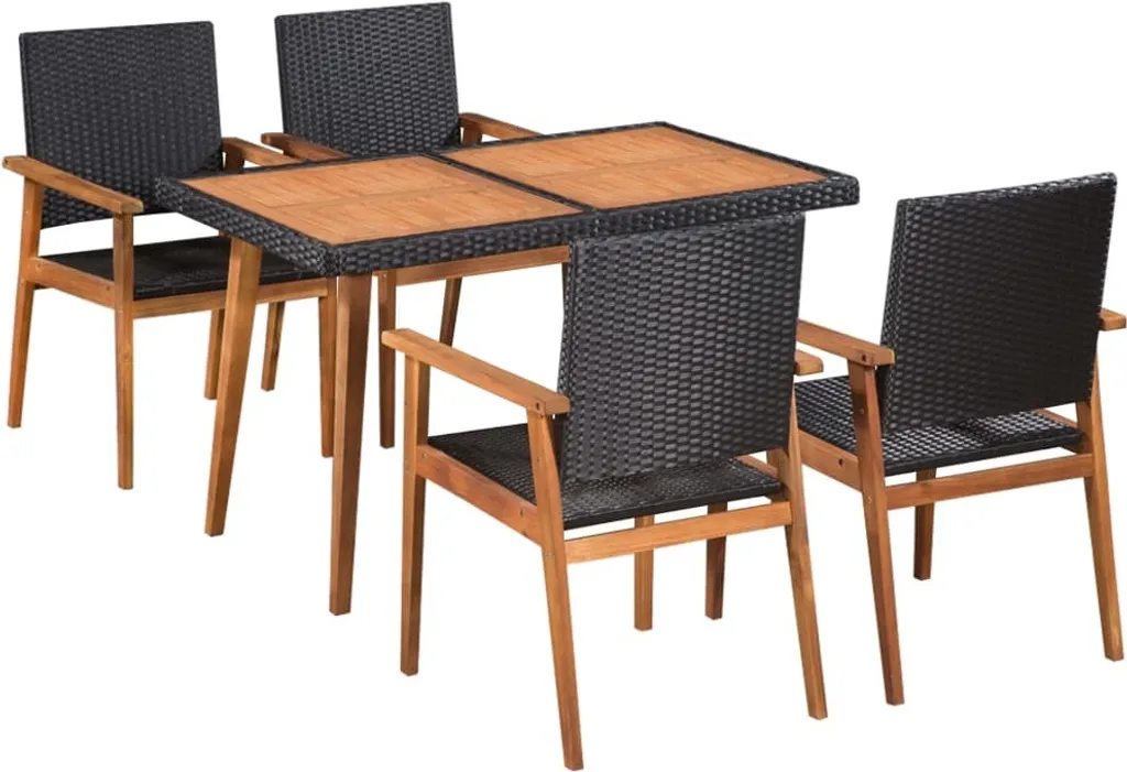 Mobilier de jardin 5 pièces résine tressée bicolore haute résistance