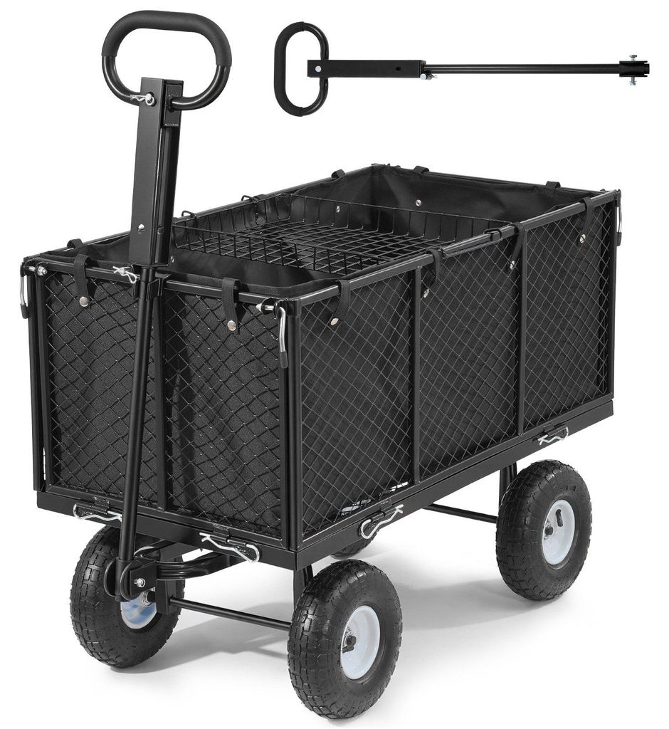 Bollerwagen - Schwerlast-Transportwagen/ATV-Anhänger - Tragkraft 544 kg - Luftreifen - Verstellbarer Griff - Abnehmbare Seitenwände - Anhängbar ...