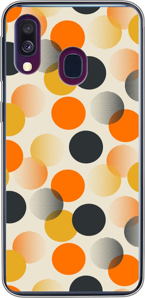 MuchoWow Handyhülle Schutzhülle Hülle für Telefoonhoesje Samsung Galaxy A40 Tupfen - Design - Retro - Orange Silikon Softcase Handy Hülle - ...