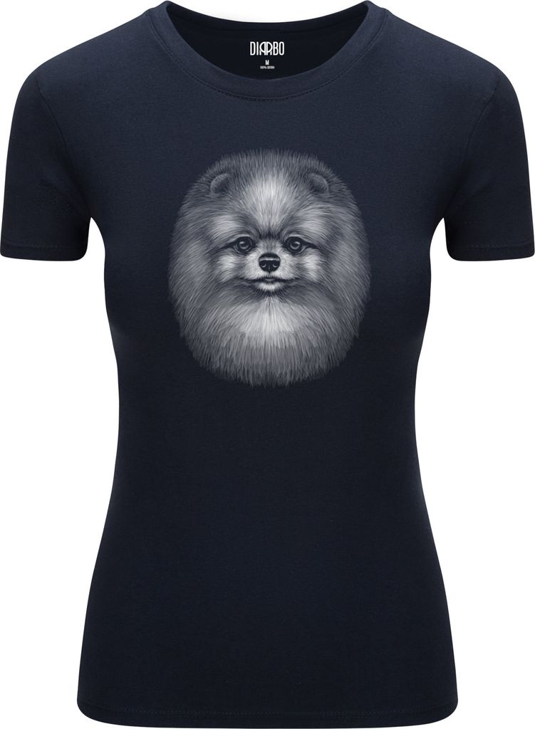 Diarbo Damen T-Shirt mit Tierliebhaber Druck Deutscher Spitz Dunkelblau Gr.S