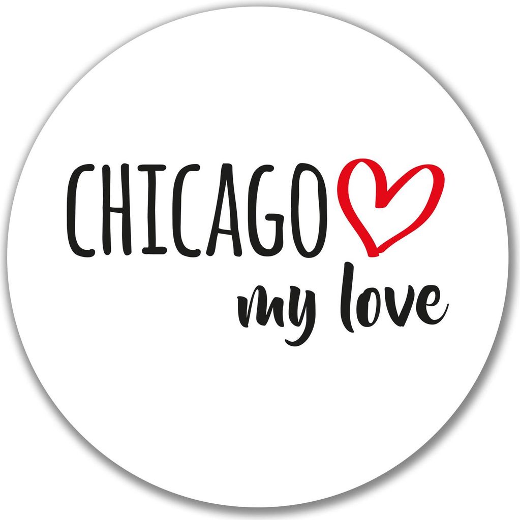 Huuraa Aufkleber Chicago my love 10cm rund Sticker Geschenkidee
