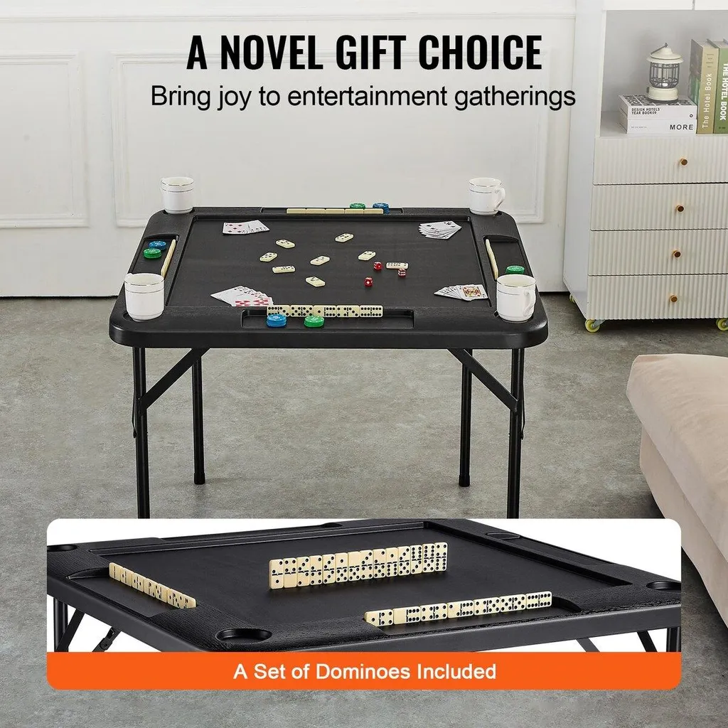 Table de domino portable avec porte-gobelets et jetons - 6