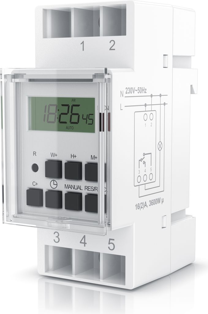 BEARWARE Zeitschaltuhr digital - für DIN Hutschienen im Produktbild 