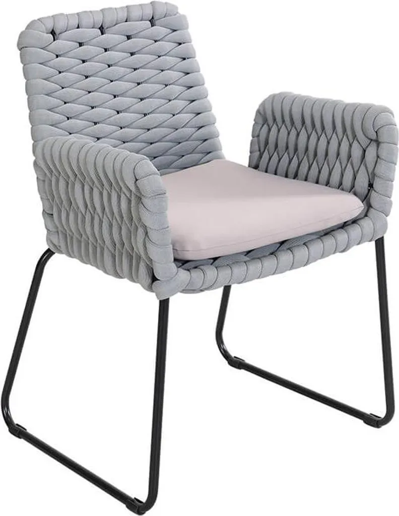 Fauteuil de Terrasse en Corde Tressée BALERO Gris Clair pour Jardin