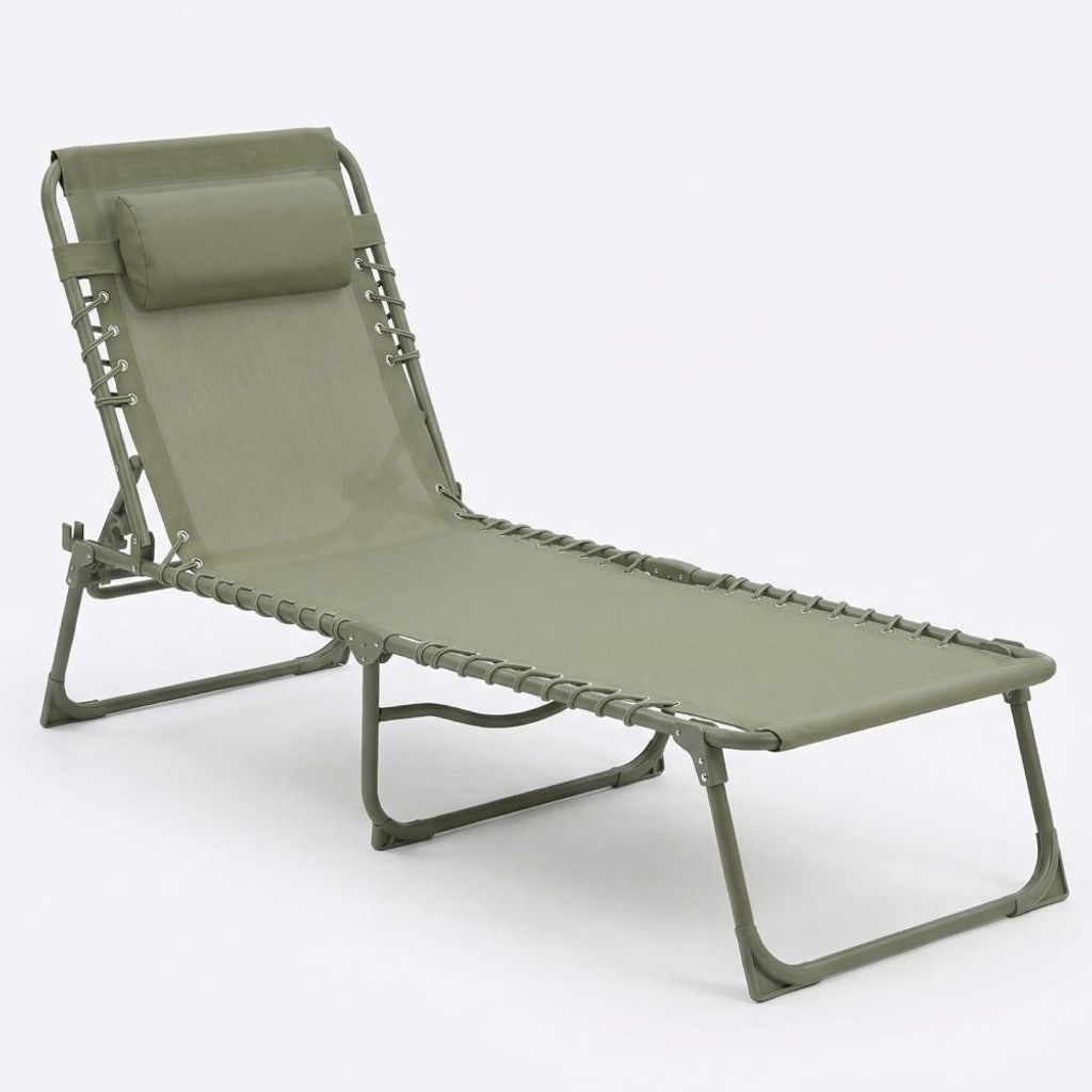 CASABEL Chaise Longue Pliante Verte pour jardin, transat Image du produit 