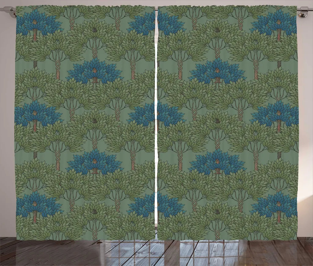 Grand Rideau Décoratif 280x225 pour Salon Ambiance Nature et Forêt