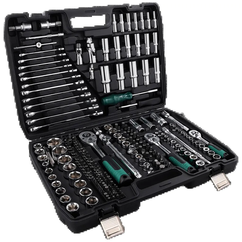 Jeu de clés à cliquet 216 pièces avec coffret de douilles ergonomiques
