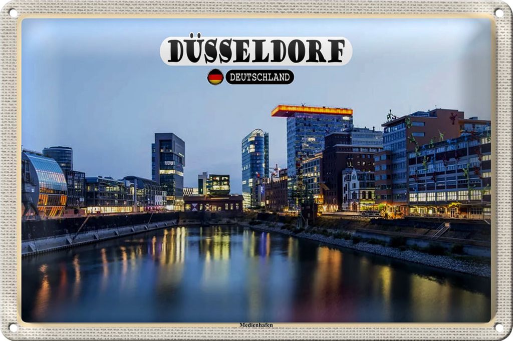 Blechschild Städte Düsseldorf Medienhafen Baukunst 40x30cm