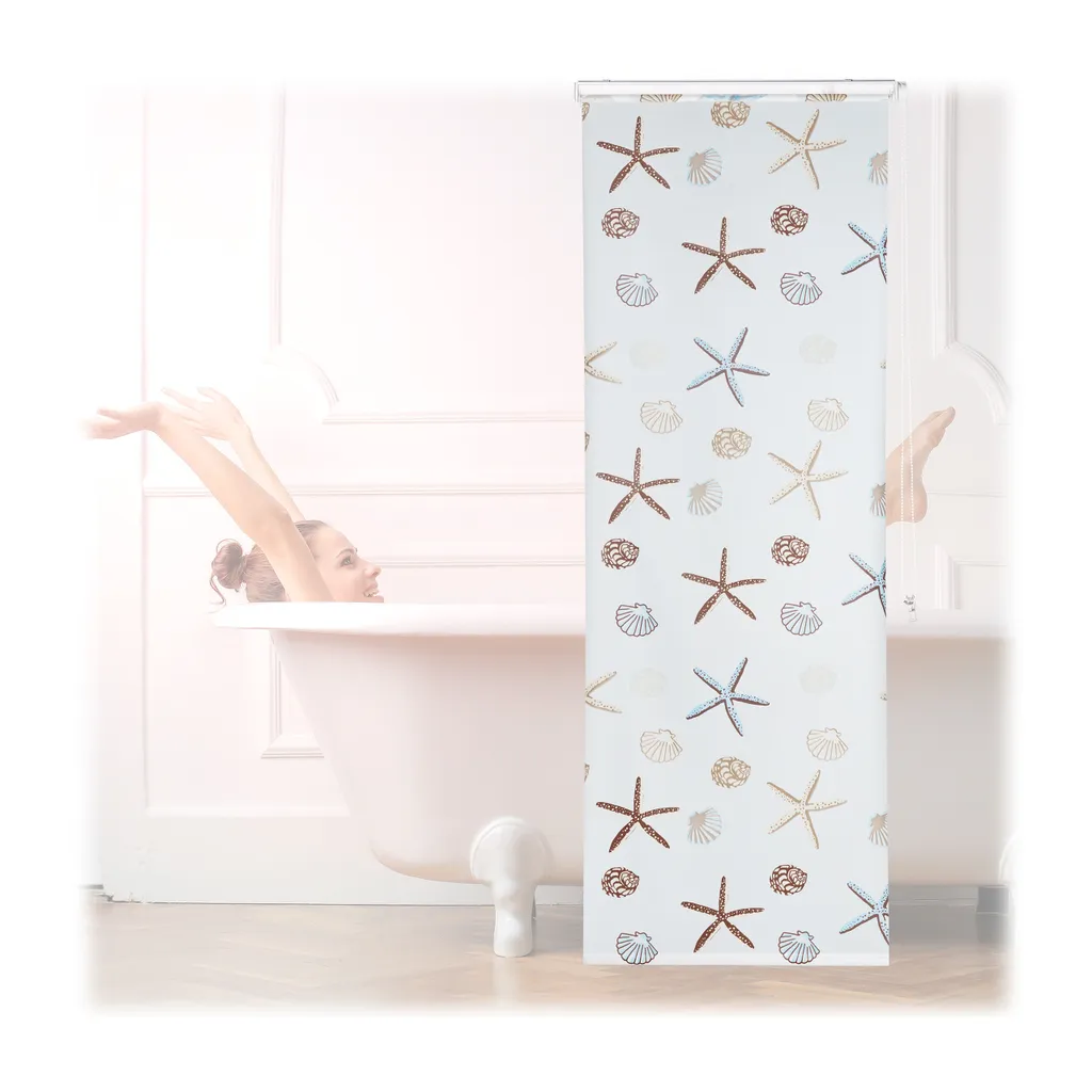 Relaxdays Store de Douche Ocean Rideau de Douche Enrouleur 100 x 240 cm