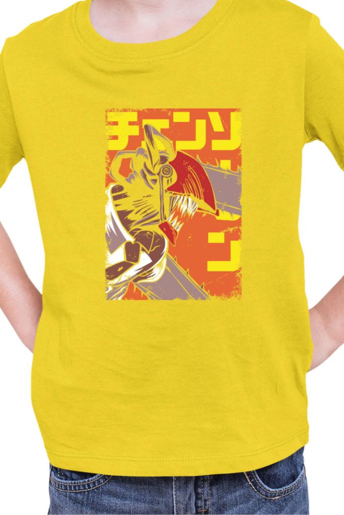 Kinder T-Shirt Manga Japan Anime Comics Animation Chainsaw Anime manga Man 11, 5-6 Jahr - 116 / Gelb