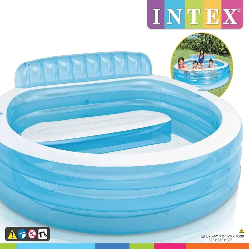 Intex 57190NP Family Lounge Pool : Piscine Gonflable avec 4 Sièges Dossiers