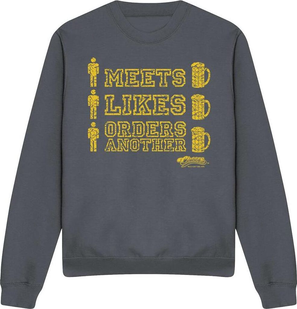 Cheers - "Man Meets Beer" Sweatshirt für Herren/Damen Uni TV12300 (XL) (Holzkohle)
