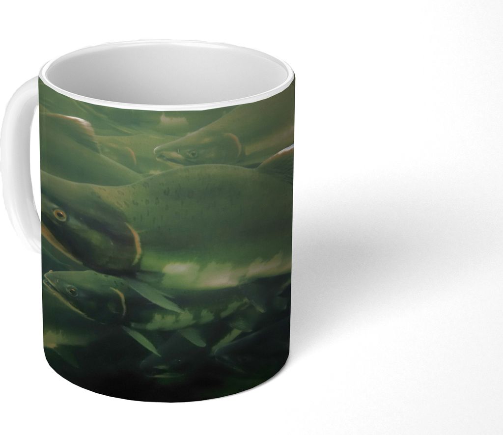 MuchoWow Tasse Kaffeetasse Kaffeebecher 350 ml Fisch - Fluss - Grau Teetasse - Fototasse - Becher - Keramikbecher - Teebecher - Kaffeetasse - Bü...