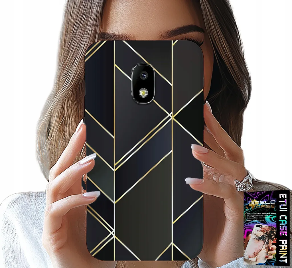 Custodia Per Samsung Galaxy J5 2017 - Cornici Dorate, Design Elegante + Vetro