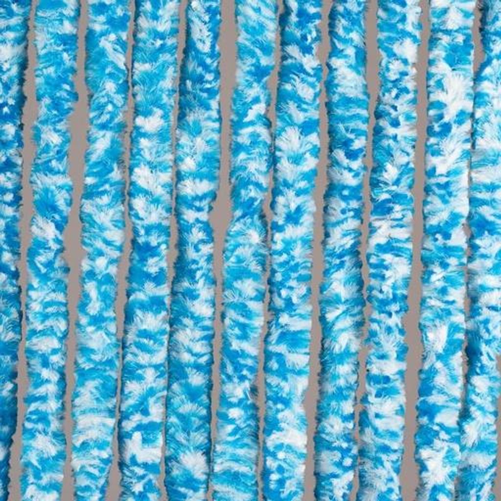 Denl Fliegengitter Cattail Chenille türvorhang Weiß/Blau Mix 100x220 cm Hochwertig und Waschbar