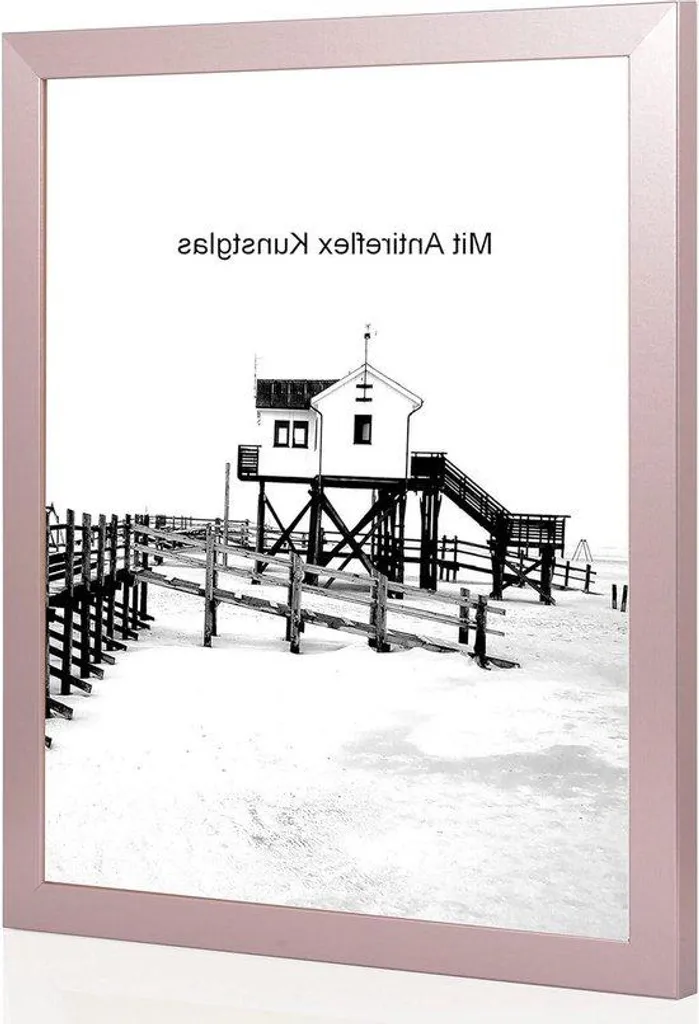 Cadre photo 40x40 cm avec verre antireflet - Finition Rose Pastel doux