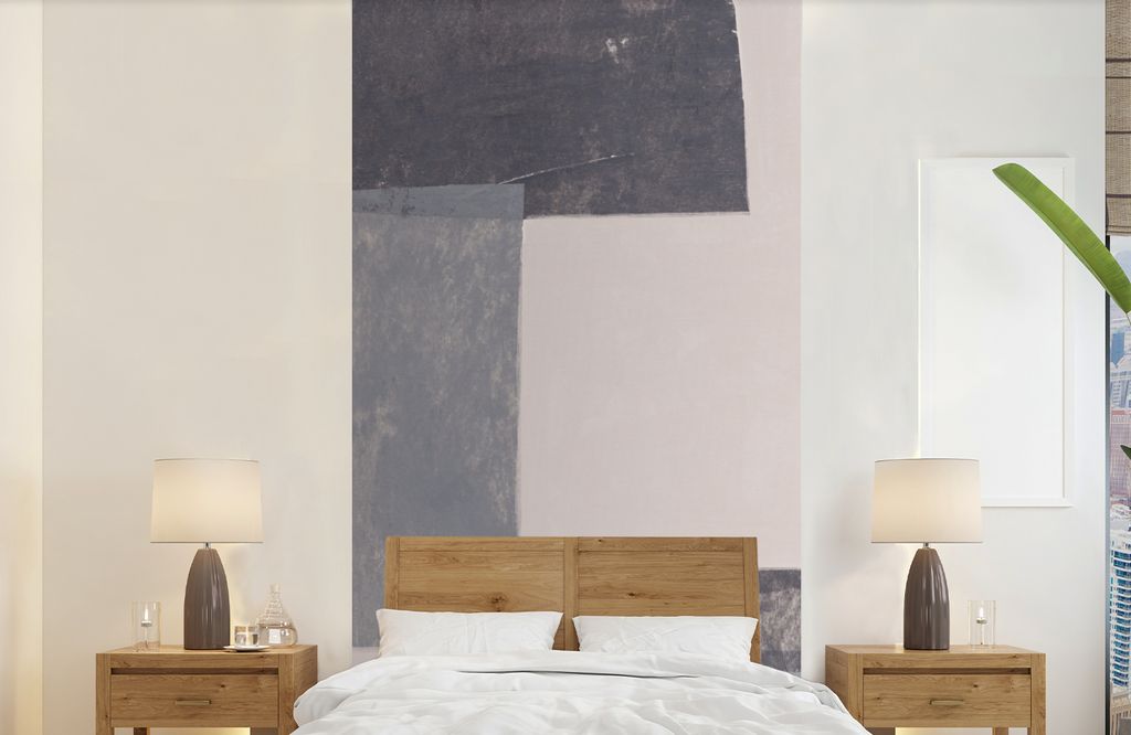 MuchoWow Fototapete für Wohnzimmer oder Schlafzimmer Wandtapete Vinyl Motivtapete Geometrie - Formen - Grau - Würfel - 120x240 cm - Hintergrund...
