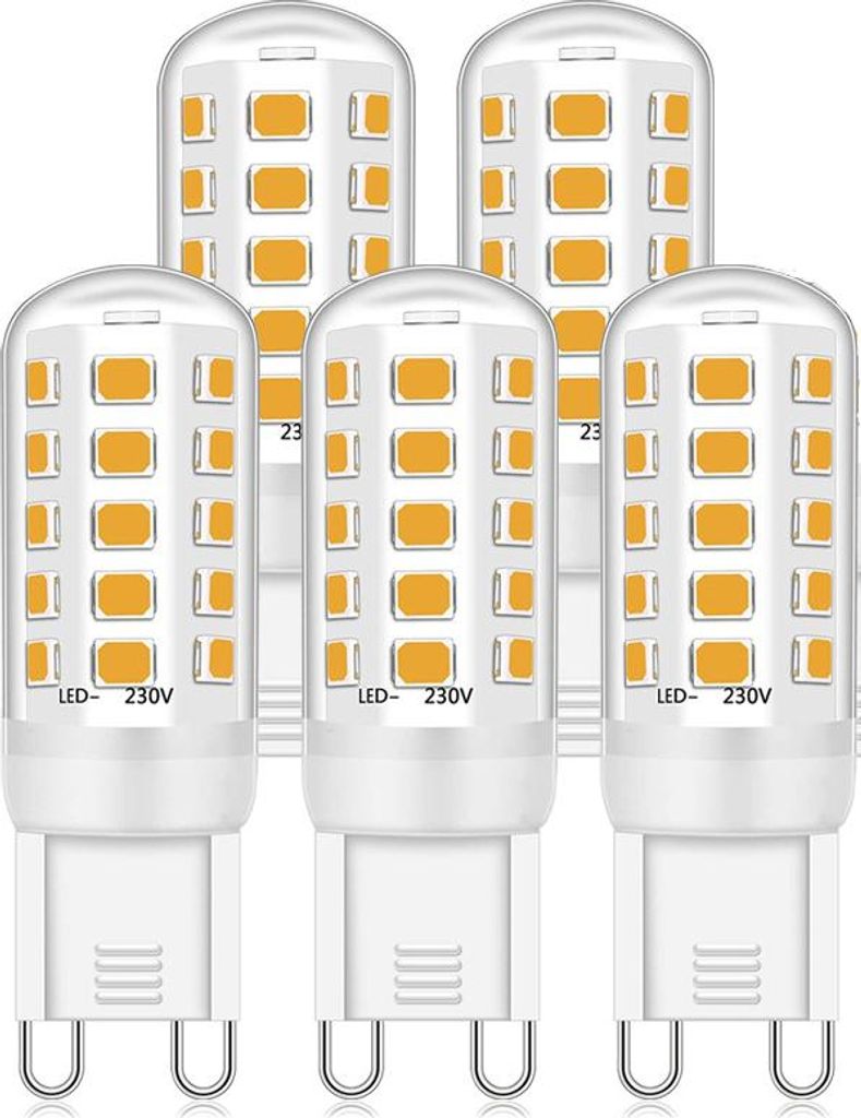 5er Set G9 LED Lampe 3.5W LED Lampen, 33 LEDs, 3000K Warmweiß, flimmerfrei, 400LM, 360° Abstrahlwinkel