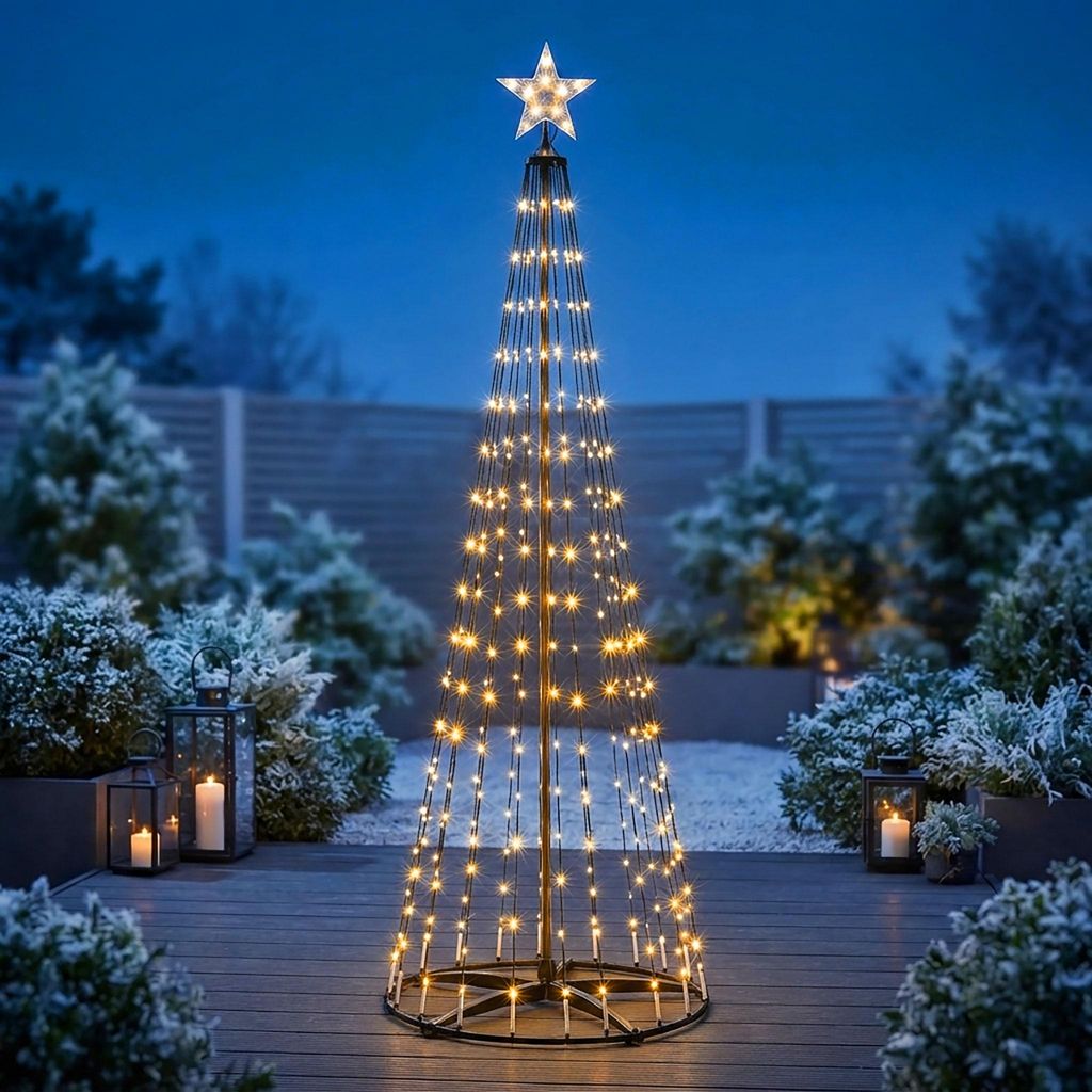 Lichterbaum mit Stern Spitze 210 cm für Außen mit