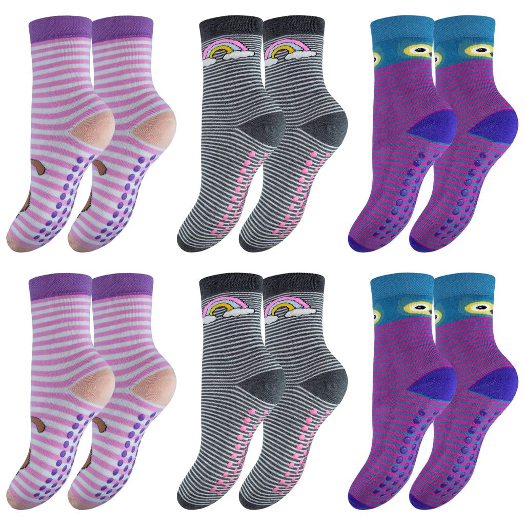 OCERA 6 Paar Kinder Stoppersocken mit ABS,uni ,Pink-Mix, Produktbild 