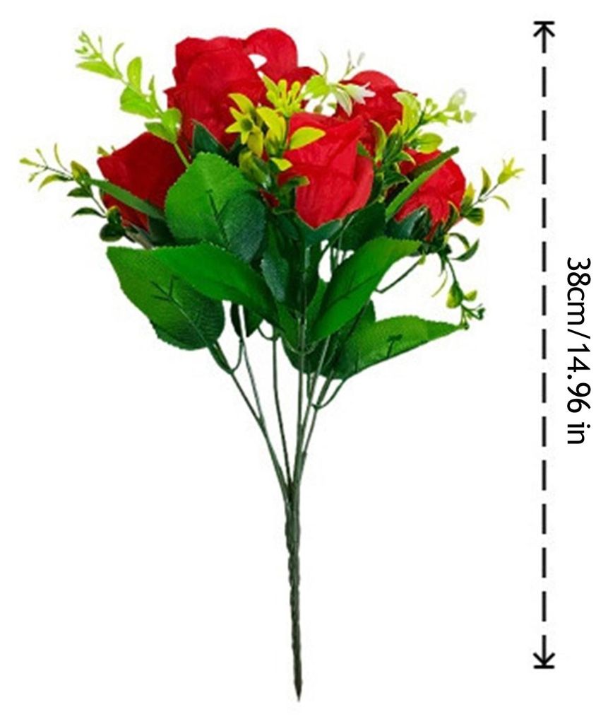 Künstliche Rosen, 6 Köpfe, Kunstseidenblumenstrauß mit Blättern, ideal für Brautsträuße, DIY-Arrangements, Hochzeitsfeiern, Wohnzimmer-Tisch...