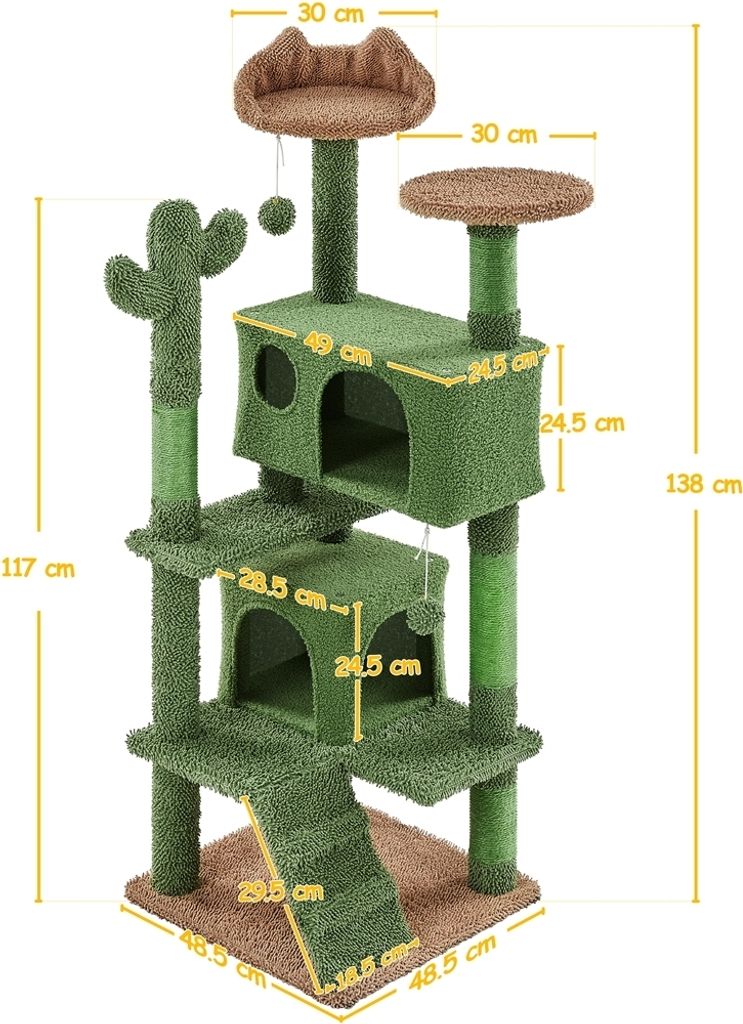 Yaheetech Kaktus Kratzbaum L 138 cm hoch, Katzenbaum mit Produktbild 3