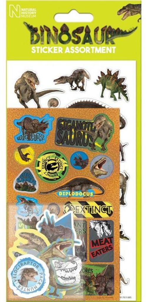 Glänzendes und foliertes Dinosaurier Aufkleber Set 110 x Produktbild 