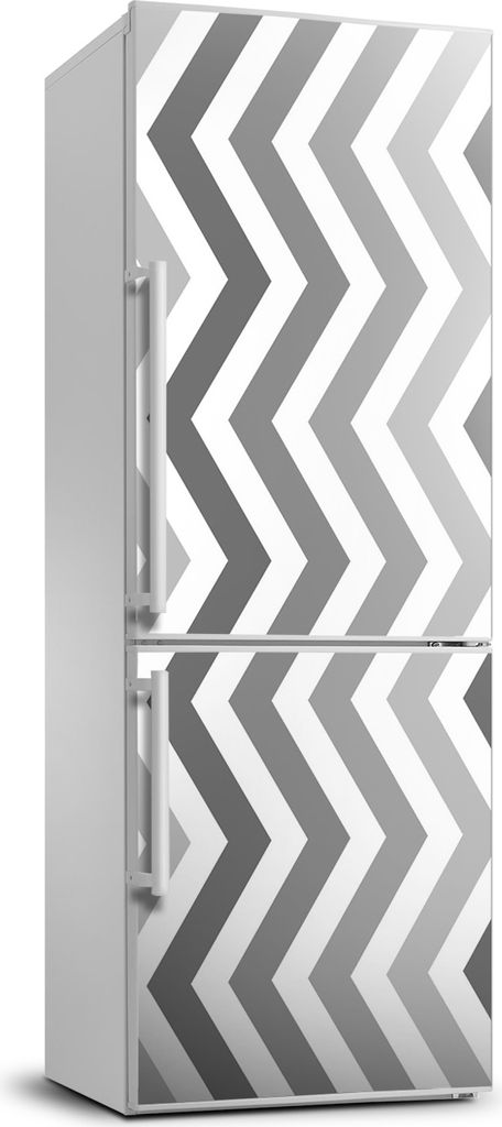 Tulup Kühlschrankdekoration - 70x190 cm - Aufkleber auf dem Kühlschrank - grau Zickzacks