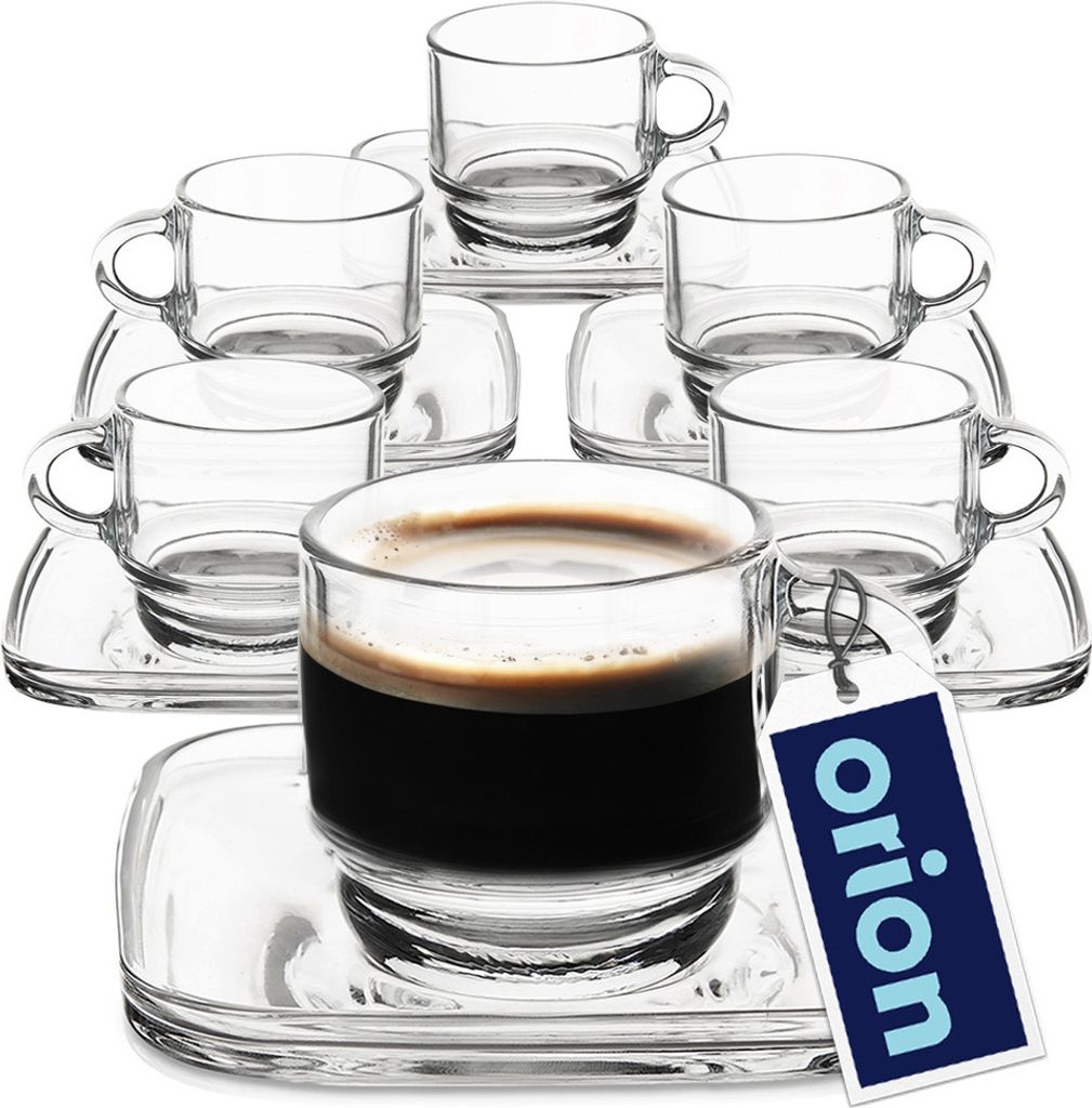 Tasse Glastasse Kaffeetasse Espressotasse mit Untertasse aus Glas 75 ml 6 Stk.