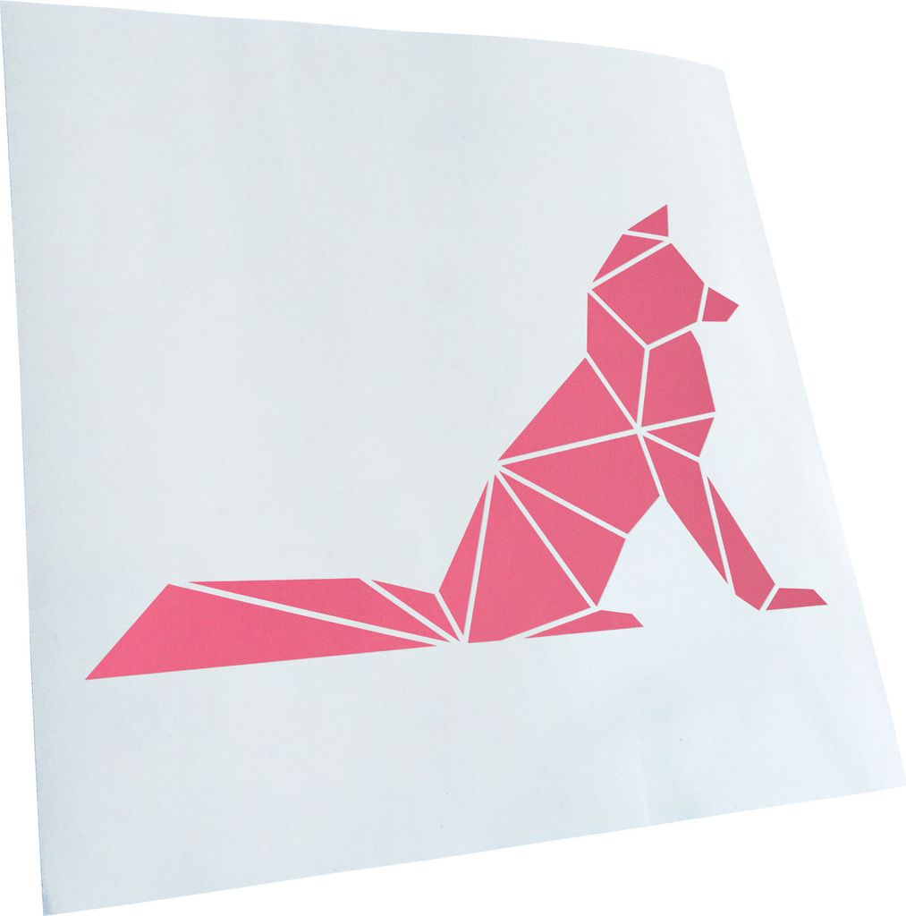 Kiwistar - Autoaufkleber - Papierfalten Fuchs - Hellrosa - 24x15cm - Aufkleber für Auto, Laptop, Fahrrad, LKW, Motorrad mehrfarbig JDM Decal Racing