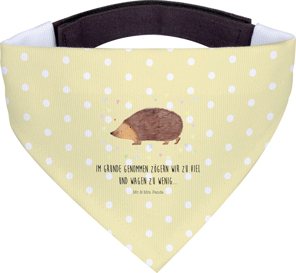 Mr. & Mrs. Panda Halstuch Hund Igel Herzen - Gelb Pastell - Geschenk, Leben, Für Hunde, Liebe, Tuch, Kuss, Herz, Hundehalstuch, Lustige Sprüche