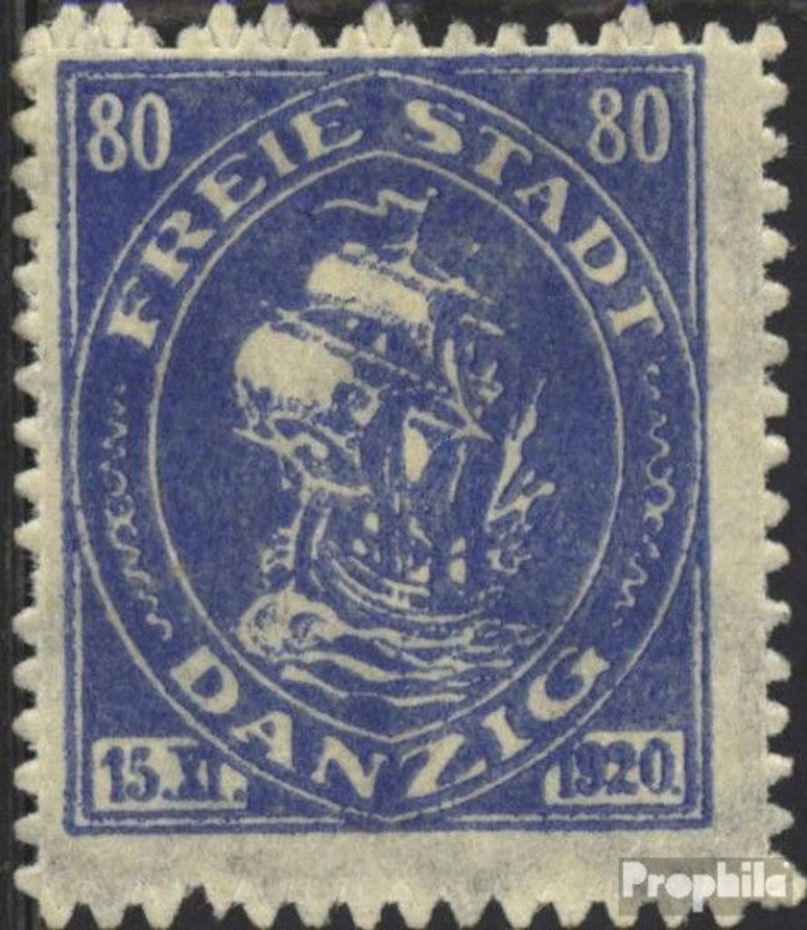 Briefmarken Danzig 1921 Mi 57 mit Durchstich, Zähnung evtl. fehlerhaft gestempelt Handelskogge