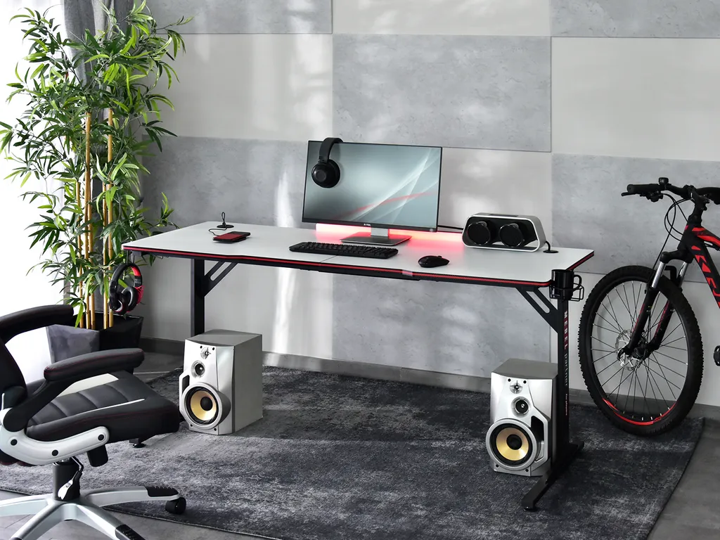 Bureau design 160 HARO - Large surface de travail bicolore noir et blanc