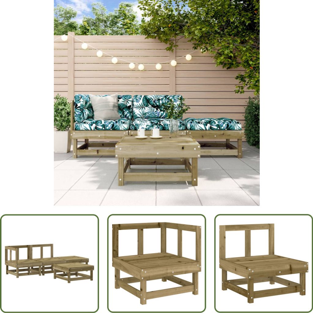 The Living Store 4-tlg. Garten-Lounge-Set Kiefernholz Imprägniert