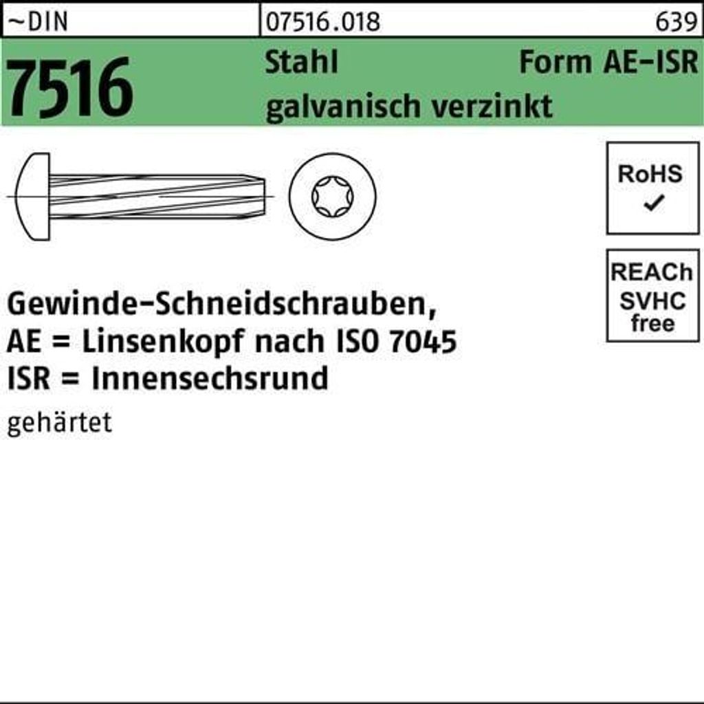 Reyher Gew-Schneidschrauben DIN 7516 St. AE M 5x12 -T25 vz (1000 Stück)