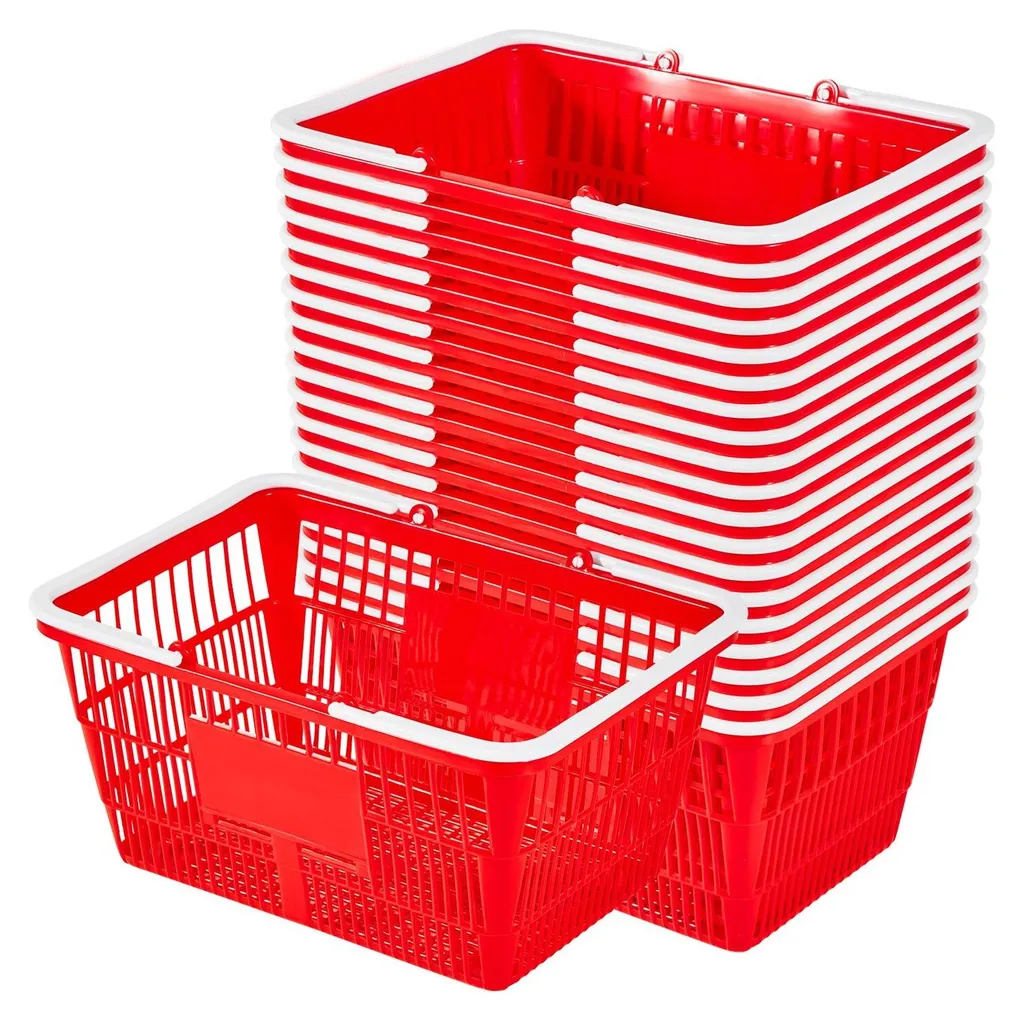 Lot 20 paniers courses empilables 21L rouge pour optimiser votre magasin