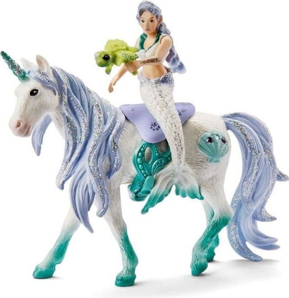 Schleich BAYALA Meerjungfrau auf See-Einhorn Figur, Fantastisches Spielzeug, 15,5 x 8,2 x 18 cm, Kinderspielzeug ab 5 Jahren, Schleich 42509