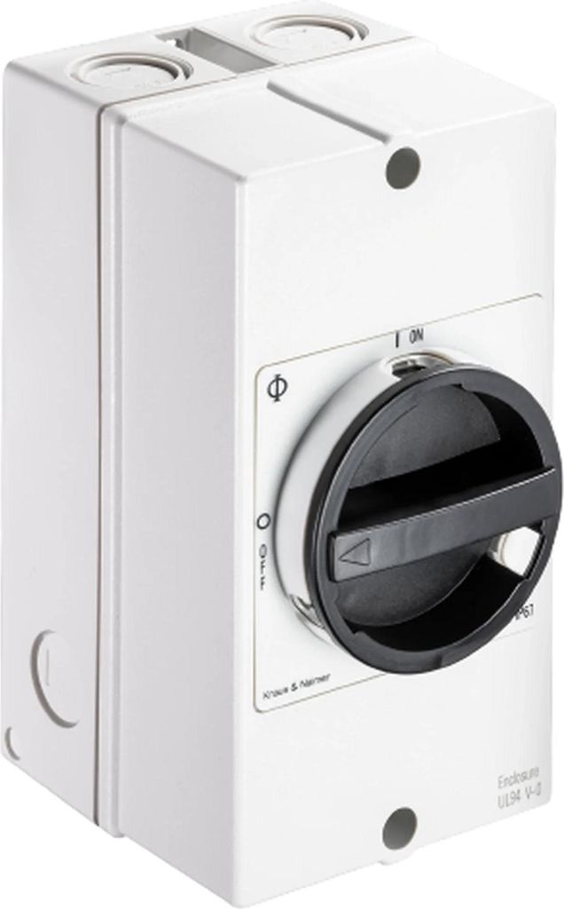 Kraus & Naimer Hauptschalter, 3pol+1NO/1NC, AP-Gehäuse IP66, Ith=32 A, P=11 kW (AC23B, 400V AC), 6 mm², 1 Stk.