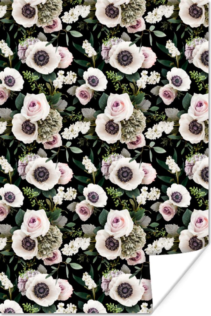 MuchoWow Poster Blumen - Anemone - Collage 20x30 cm - Papierdruck