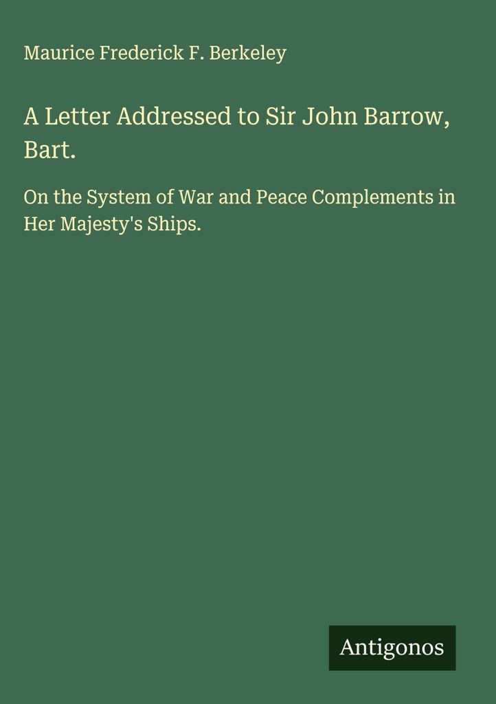 Ein Brief an Sir John Barrow, Bart.